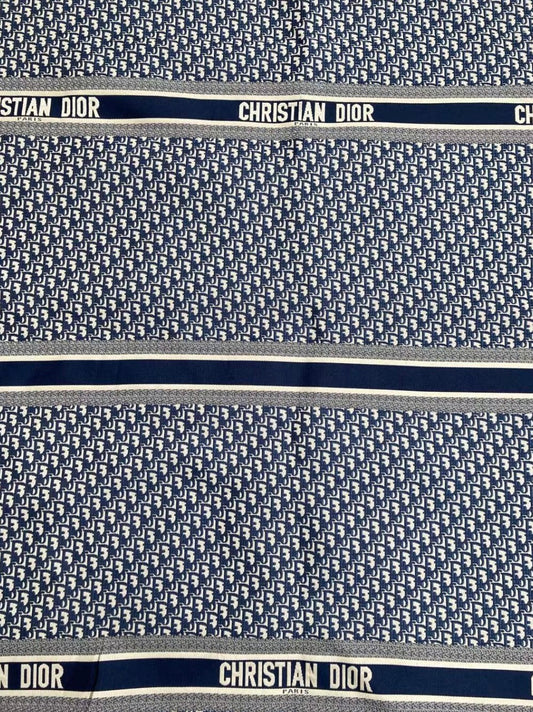 Navy Christian Dior Letter Jacquard Fabric for Bag Upholstery Custom