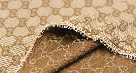 Classic Brown Gucci GG Jacquard Fabric for DIY Crafts Apparel Sold By Yard