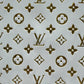 Cream Background Golden Embossed LV Leather for Sneakers Upholstery