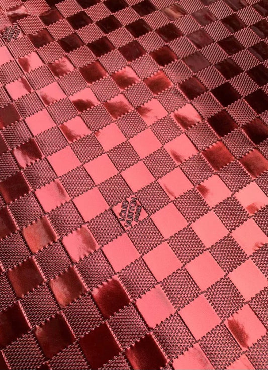 Red Reflective Louis Vuitton Damier Vinyl Leather for Custom Sneakers DIY Crafts