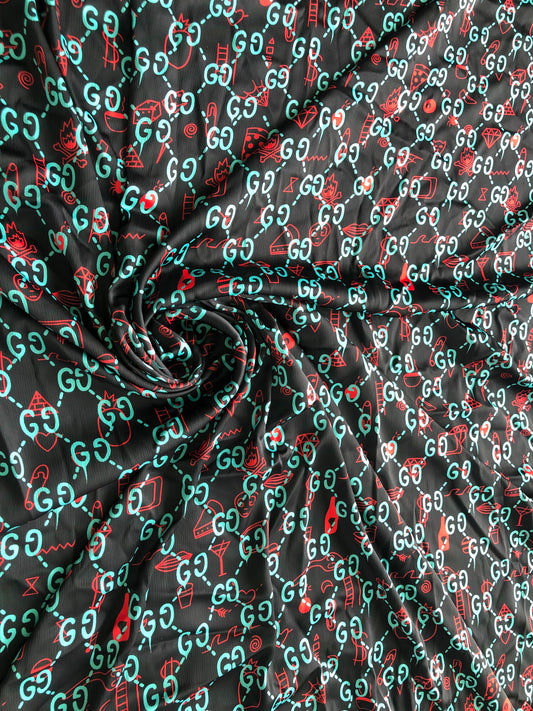 Geometry Gucci Satin fabric for Custom Pajams DIY Sewing