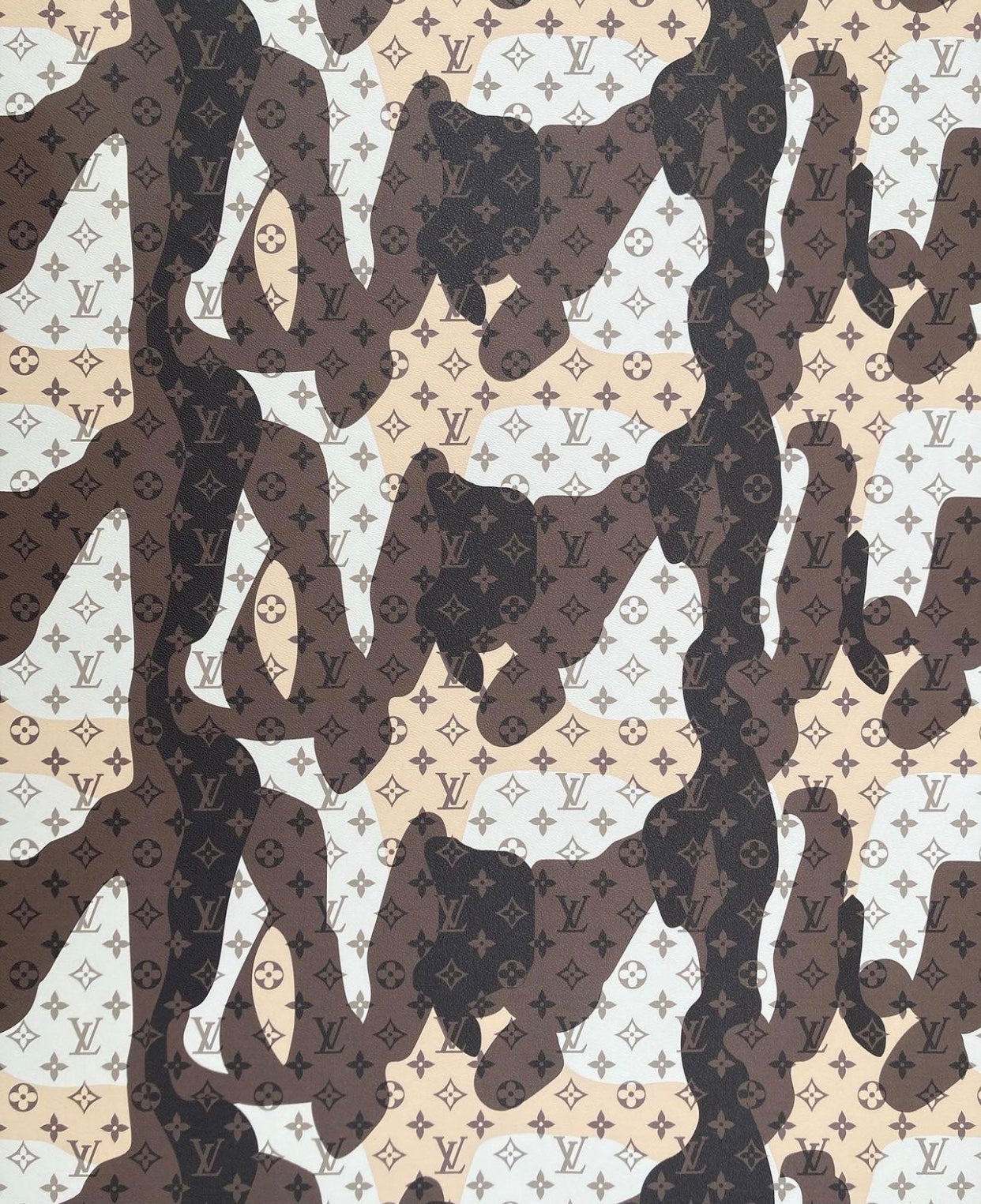 Desert Camouflage Designer Lv Vinyl Leather for Custom DIY Sneakers Crafts