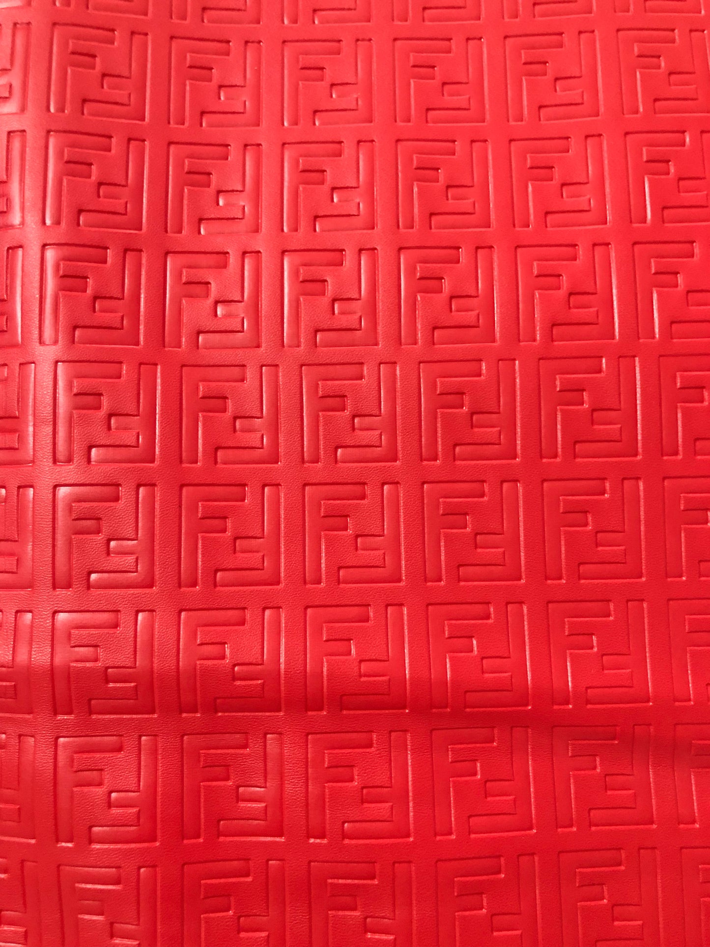 Handmade Red Embossed FF Leather for Custom Bag DIY Crafts
