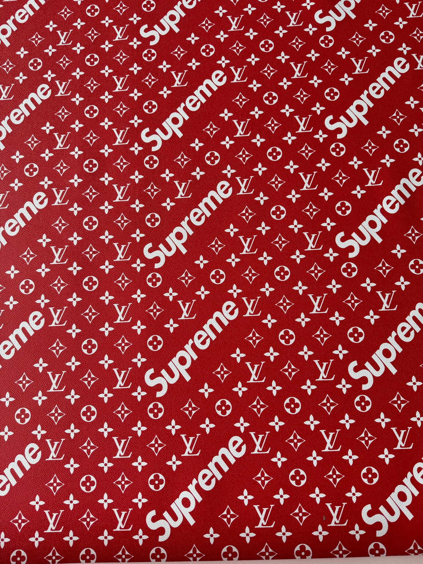 Red Supreme Lv Vinyl Leather for Custom Sneakers Bag