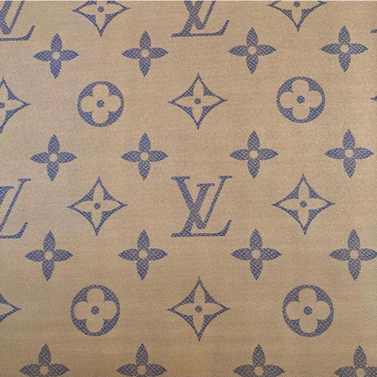 Brown Background LV Big Letter Designer Faux Leather Fabric for Bag Crafts Sold By The Yard