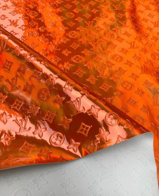 Crafts DIY Reflective Orange LV Vinyl for Custom Upholstery