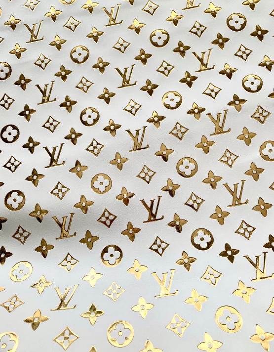 Golden Embossed LV Leather Fabric For Custom