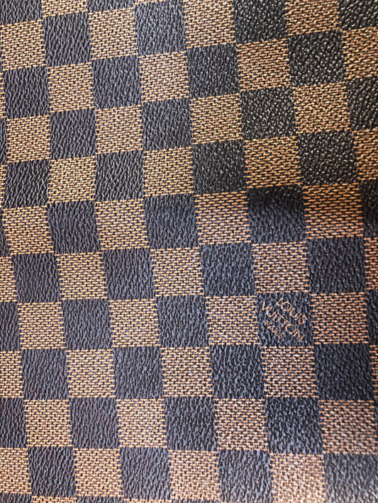 Classic Brown Damier Check LV Leather Fabric For Bag And Shoe Custom By Yard
