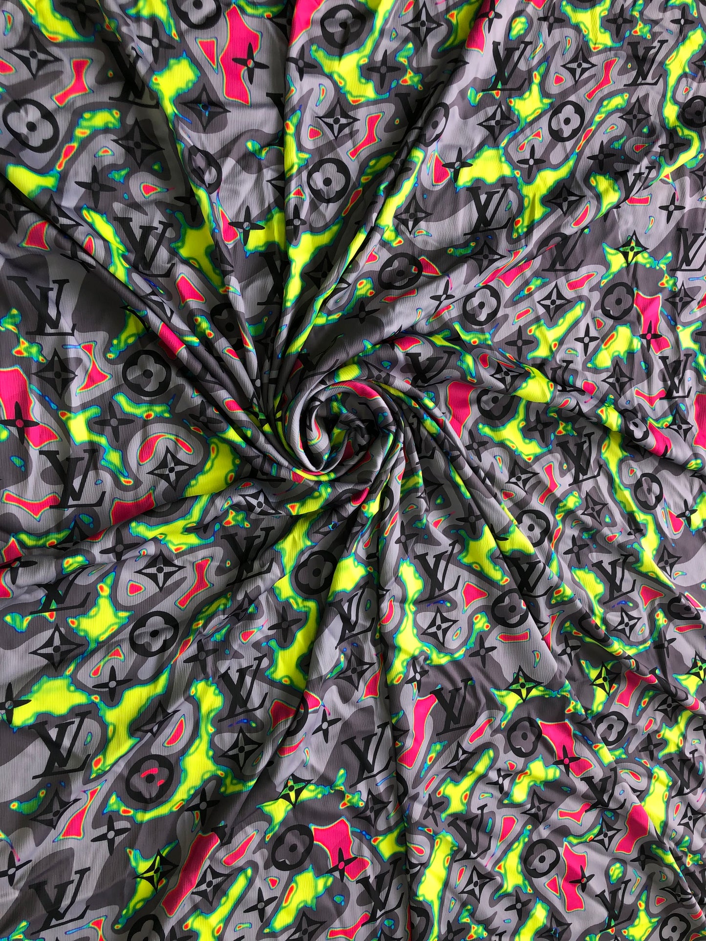 Colorful Handpainted Lv Satin Fabric for Custom DIY Pajamas