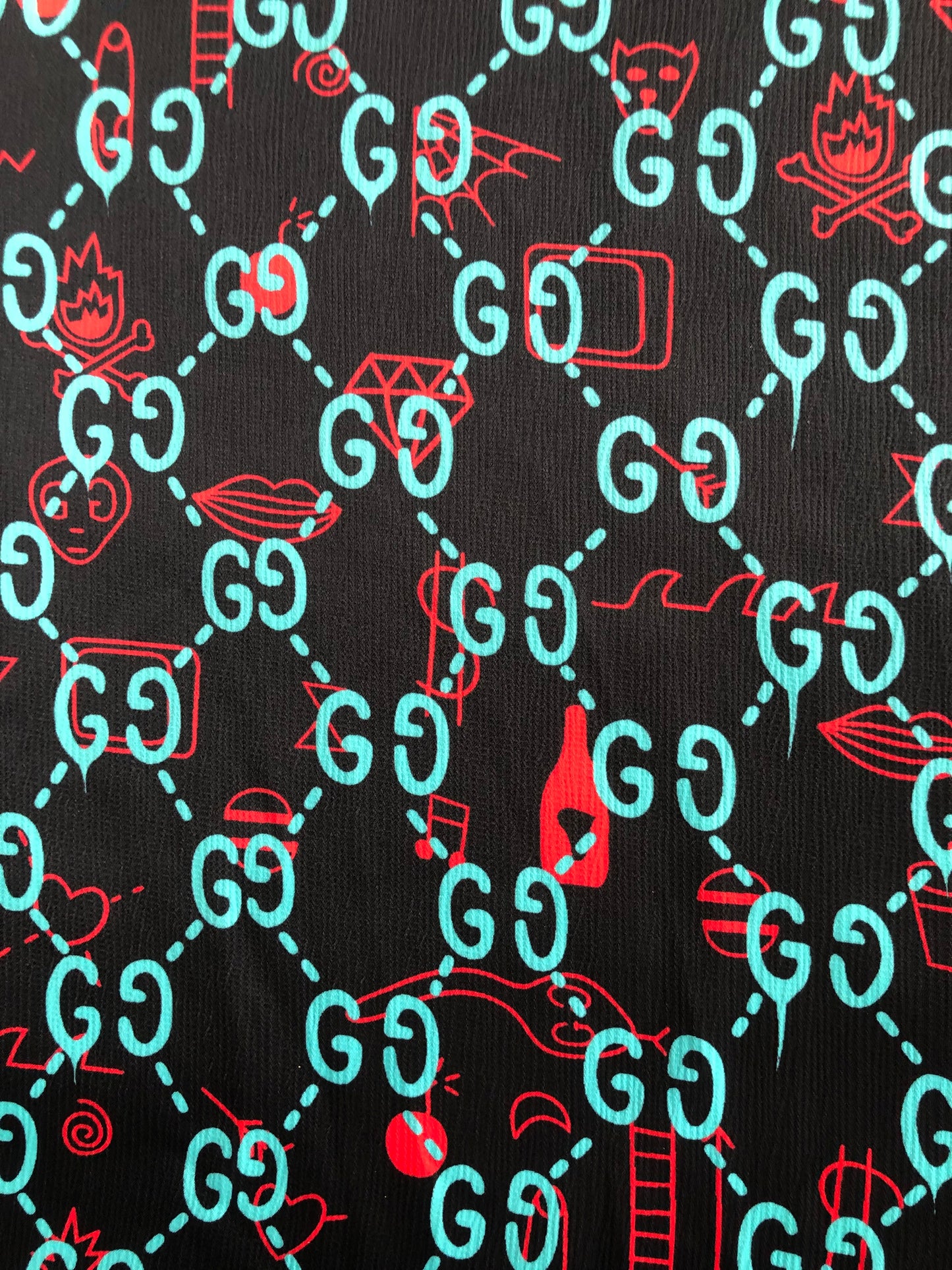 Geometry Gucci Satin fabric for Custom Pajams DIY Sewing