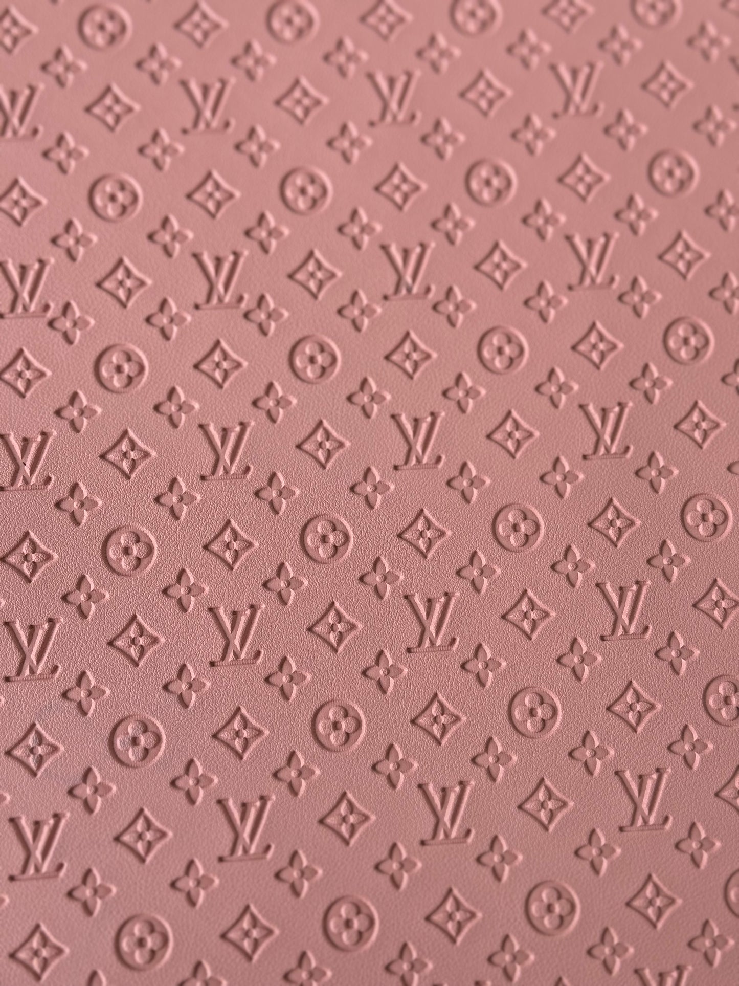 Small Letter Pink Embossed LV Vinyl Leather For Sneakers and Upholstery