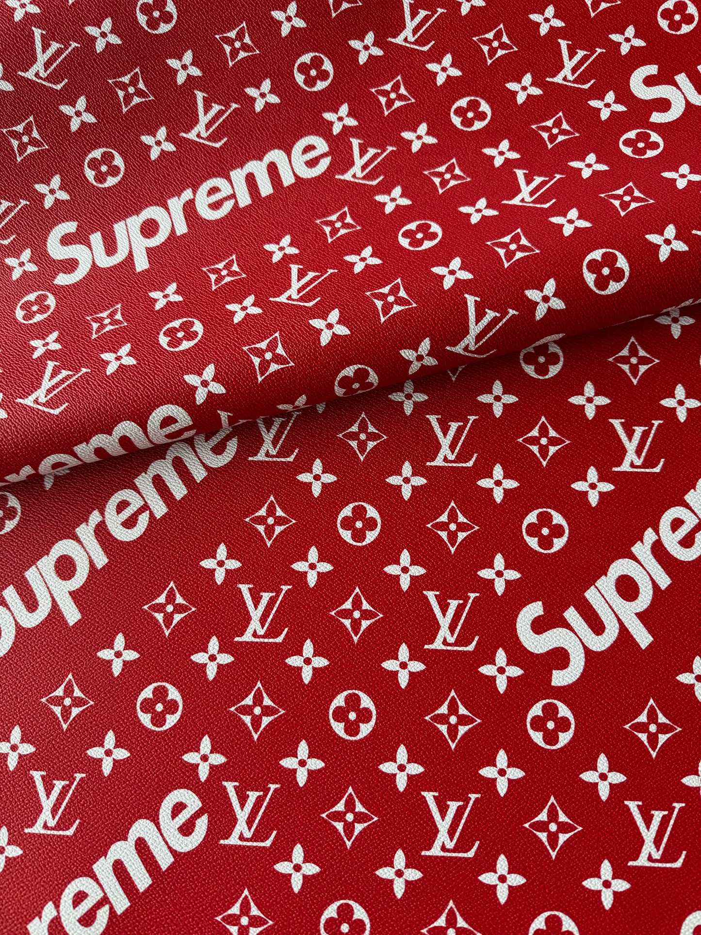 Red Supreme Lv Vinyl Leather for Custom Sneakers Bag