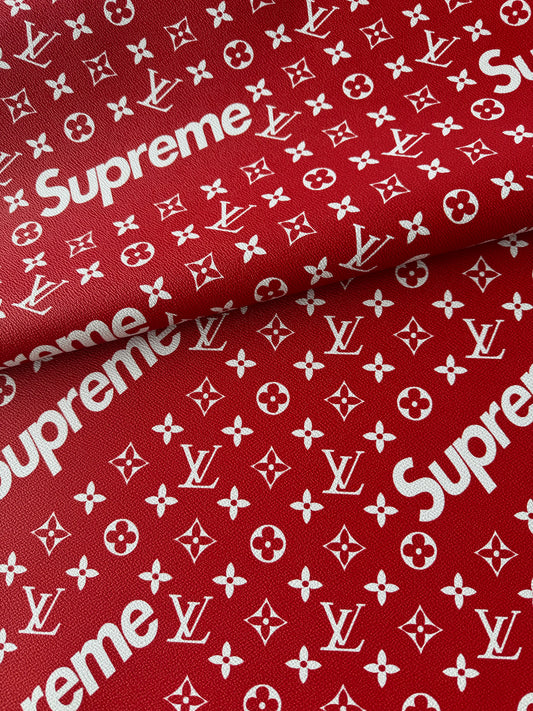 Red Supreme Lv Vinyl Leather for Custom Sneakers Bag