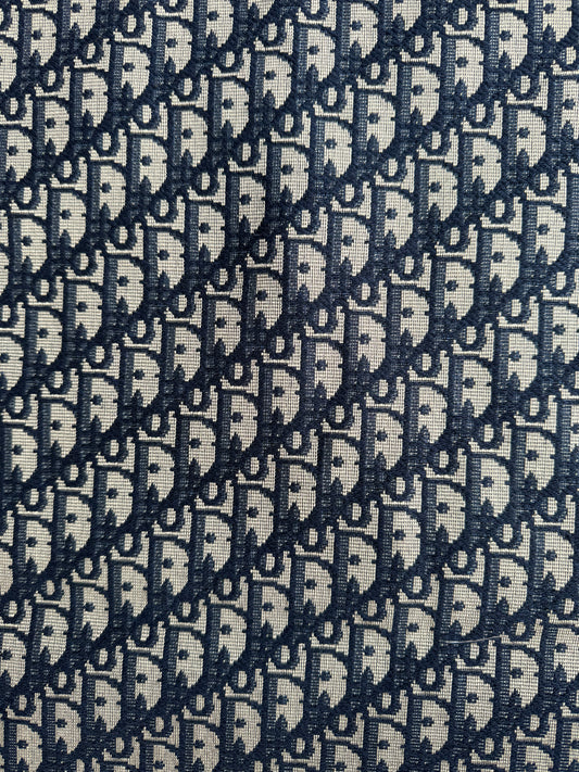 Handmade Navy Dior Jacquard Fabric for Custom Shoes and Clothes