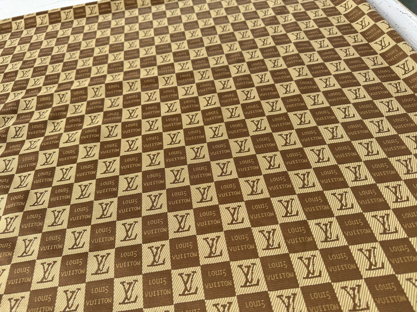 Classic Brown LV Check Knitting Twill Fabric for Crafts Custom