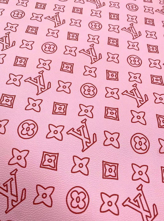 Pink LV Vinyl Leather for Custom Bag DIY Sewing