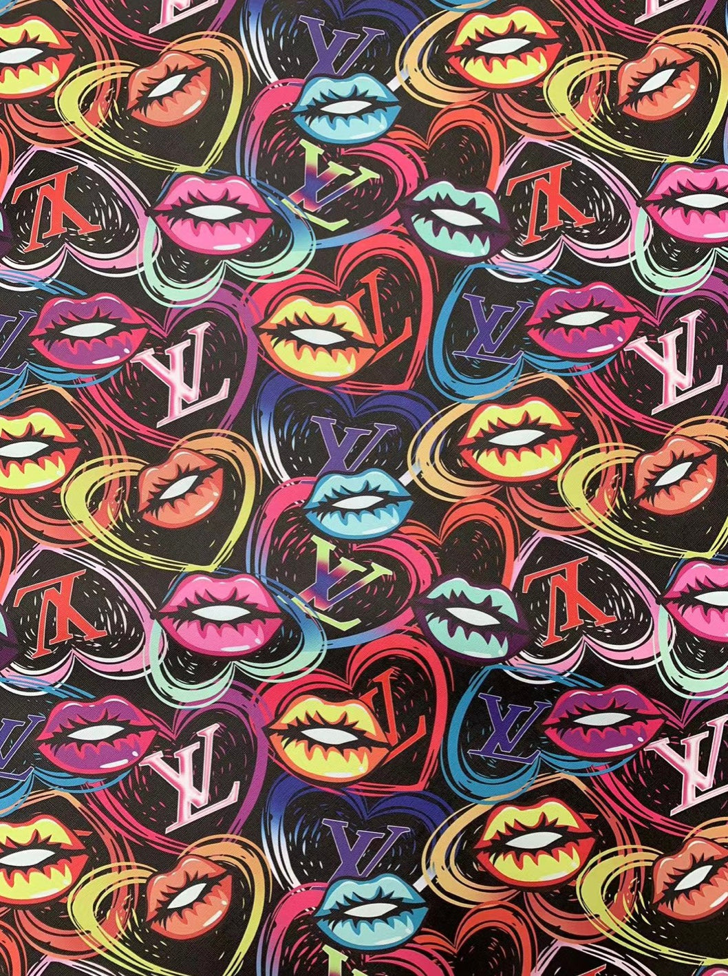 Hot Sale Colorful Lv Lips Vinyl Leather for Custom Crafts Sneakers