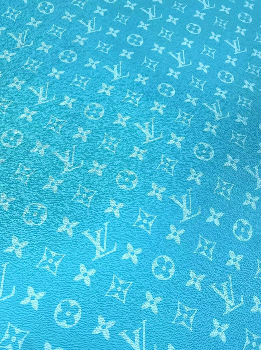 Classic Light Blue Lv Vinyl Leather for Custom Shoes Upholstery