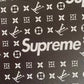 Designer Black Supreme LV Leather for Custom Shoes Upholstery