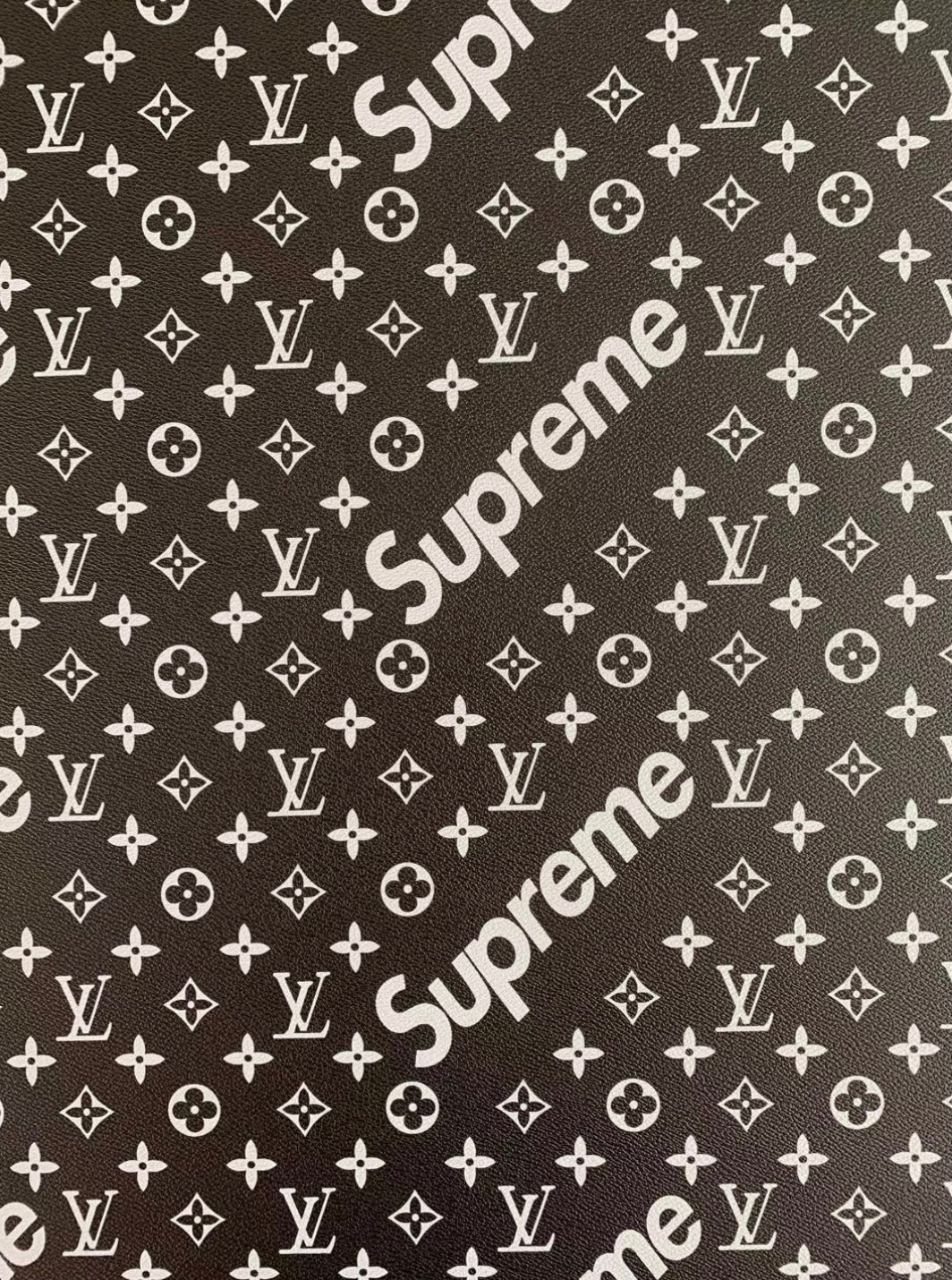 Designer Black Supreme LV Leather for Custom Shoes Upholstery