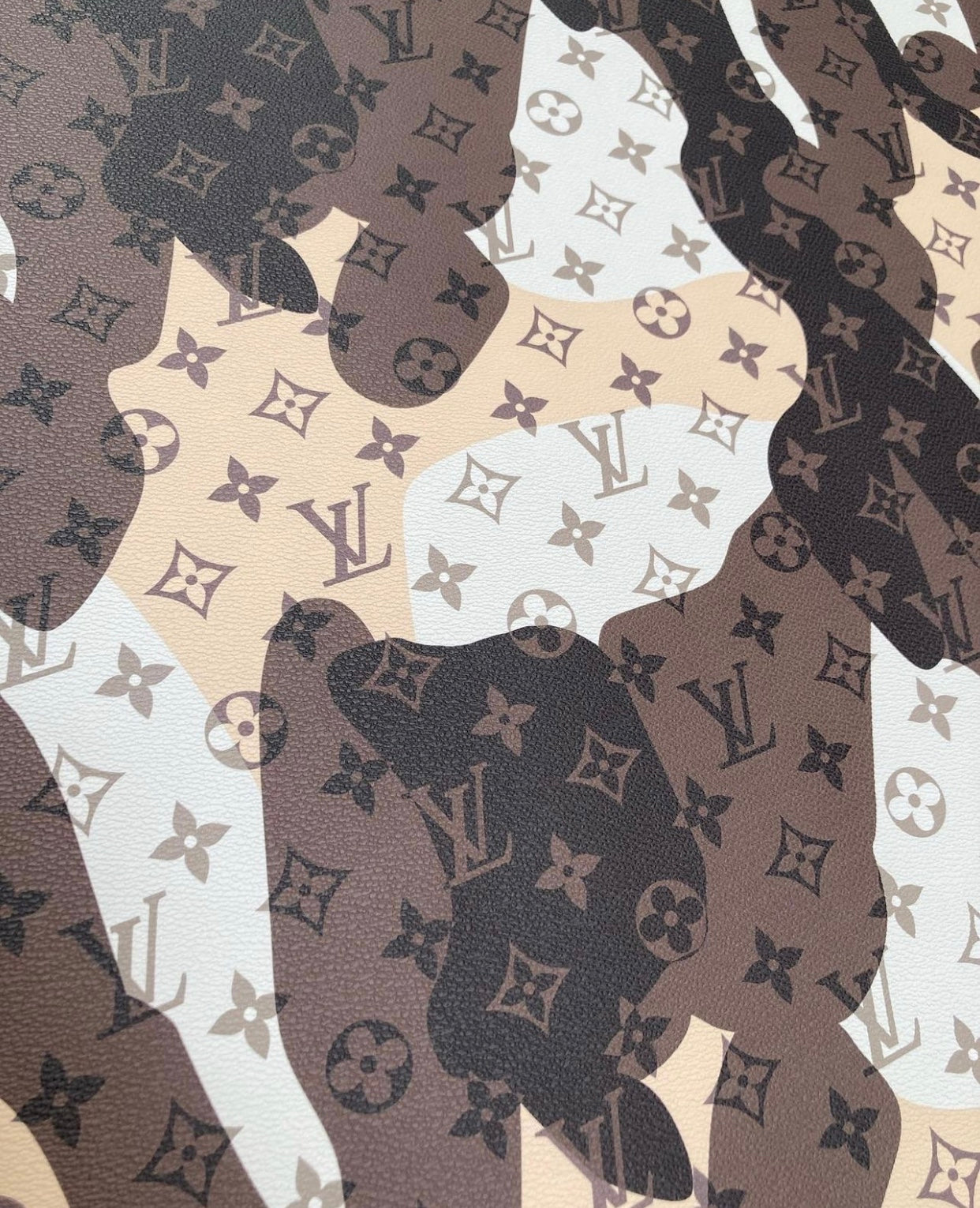 Desert Camouflage Designer Lv Vinyl Leather for Custom DIY Sneakers Crafts