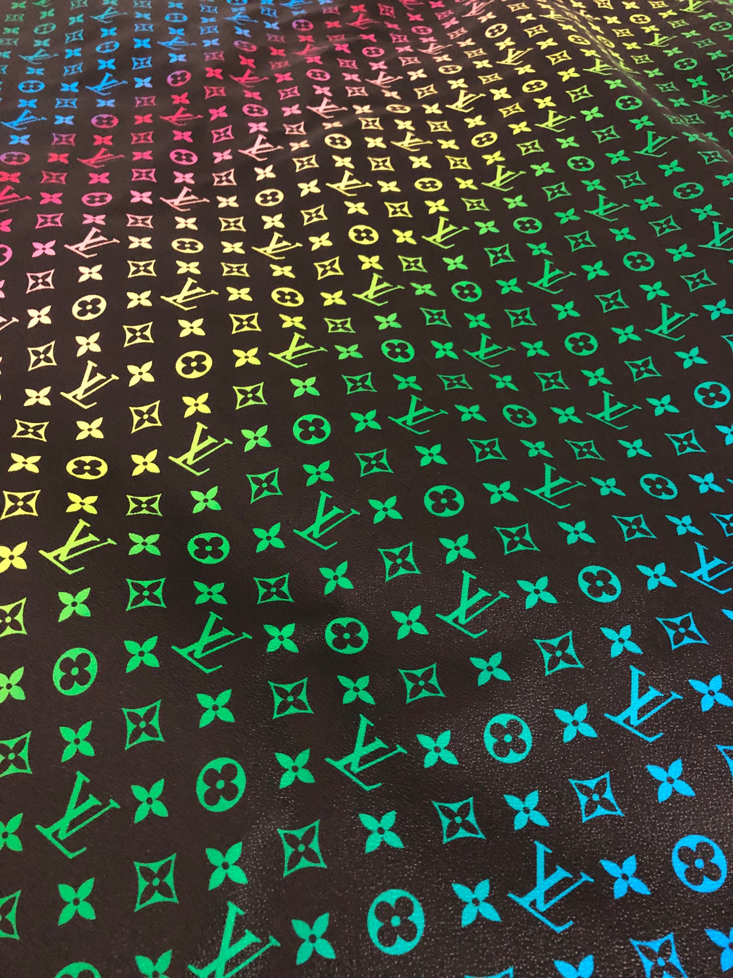 Colorful Rainbow LV Designer Vinyl for Custom Bag DIY Sewing