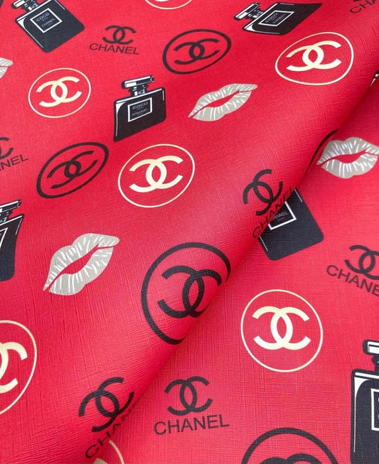 Designer Red Chanel Leather Fabric for Custom Shoes DIY Crafts