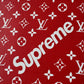 Red Supreme Lv Vinyl Leather for Custom Sneakers Bag