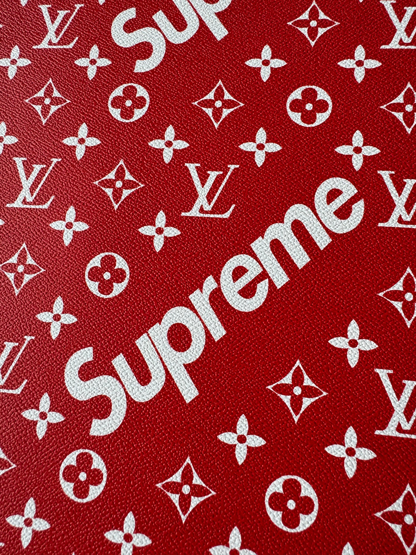 Red Supreme Lv Vinyl Leather for Custom Sneakers Bag