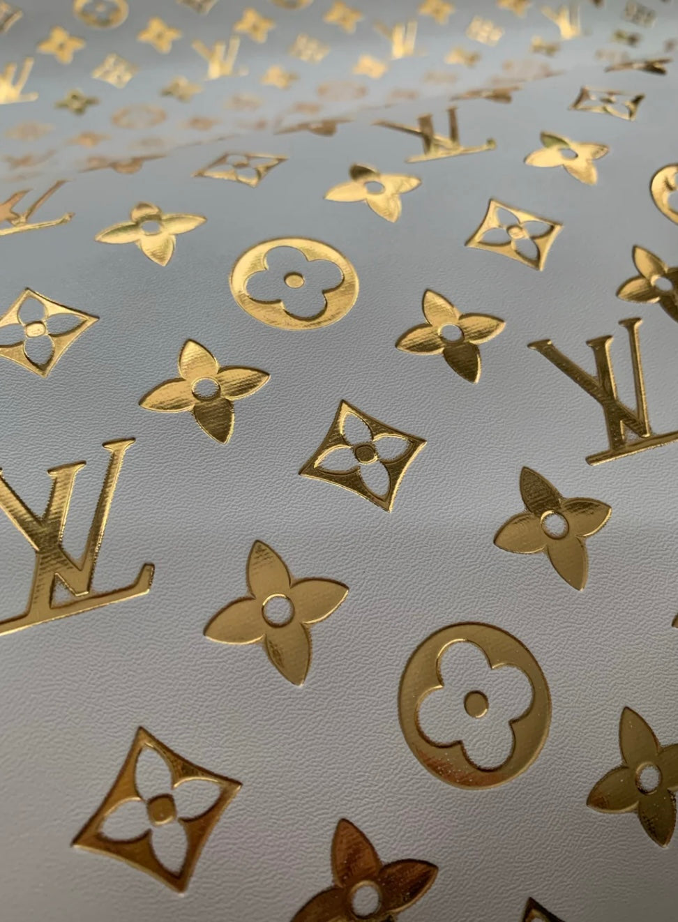 Golden Embossed LV Leather Fabric For Custom