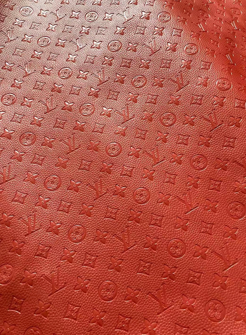 Soft Pure Red Embossed LV Leather for Custom Shoes Upholstery