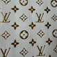 Cream Background Golden Embossed LV Leather for Sneakers Upholstery