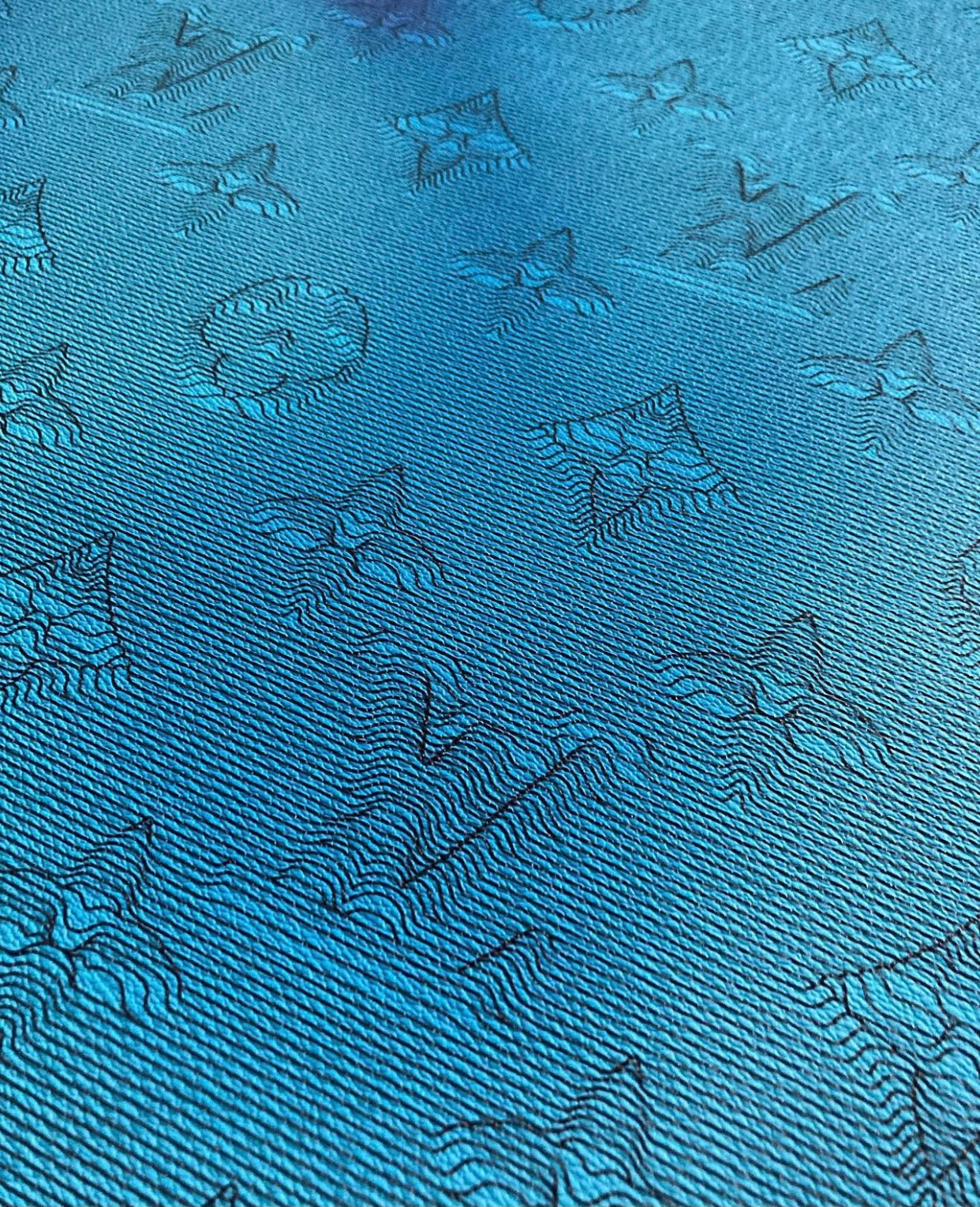 Custom Crafts Blue Camouflage Lv Vinyl Leather for DIY Products Upholstery