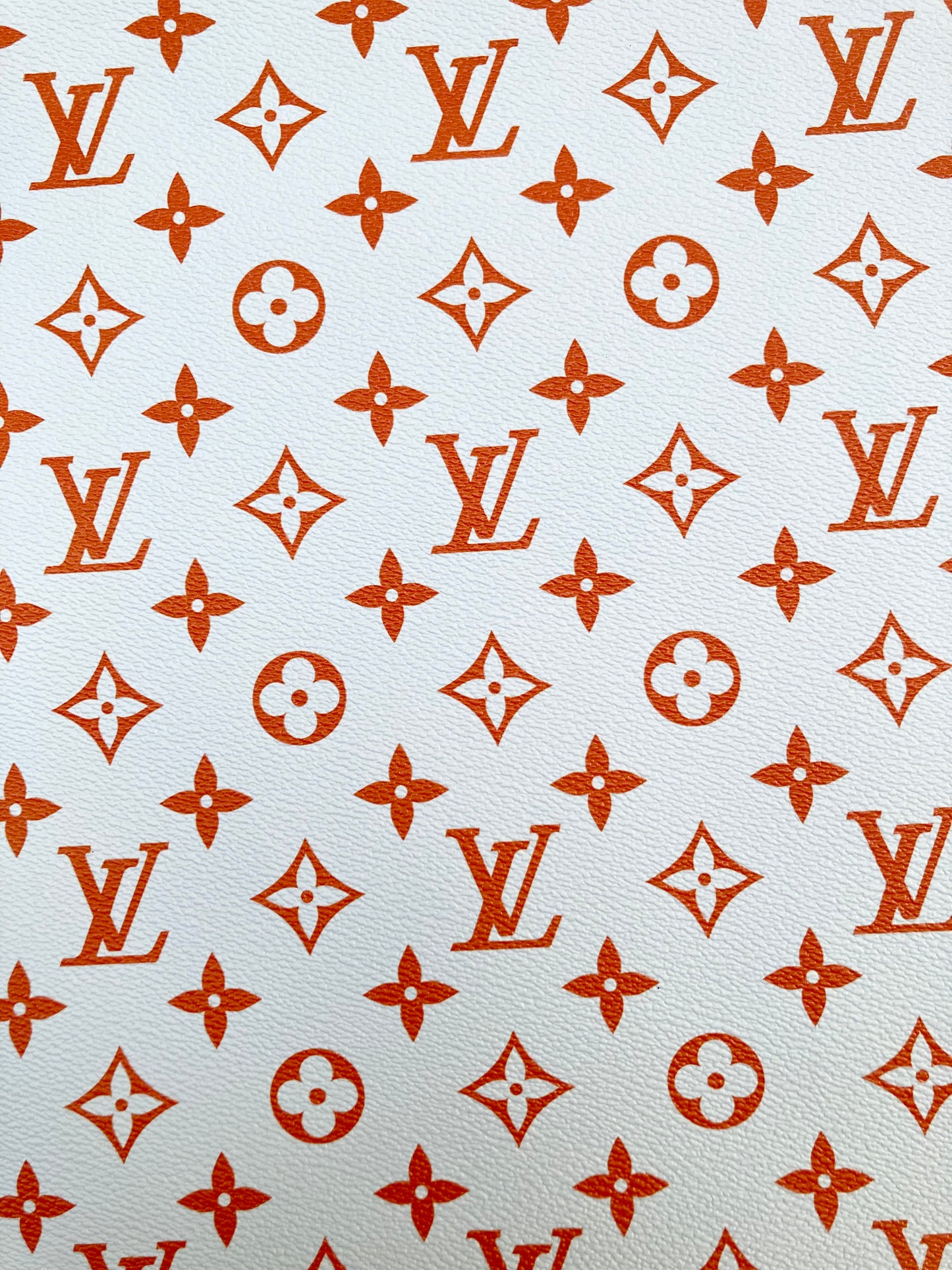 Beautiful Orange LV Vinyl Leather for Custom Shoes Crafts By The Yard