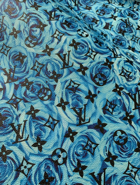 Handmade Blue Rose LV Leather for Custom Shoes Crafting