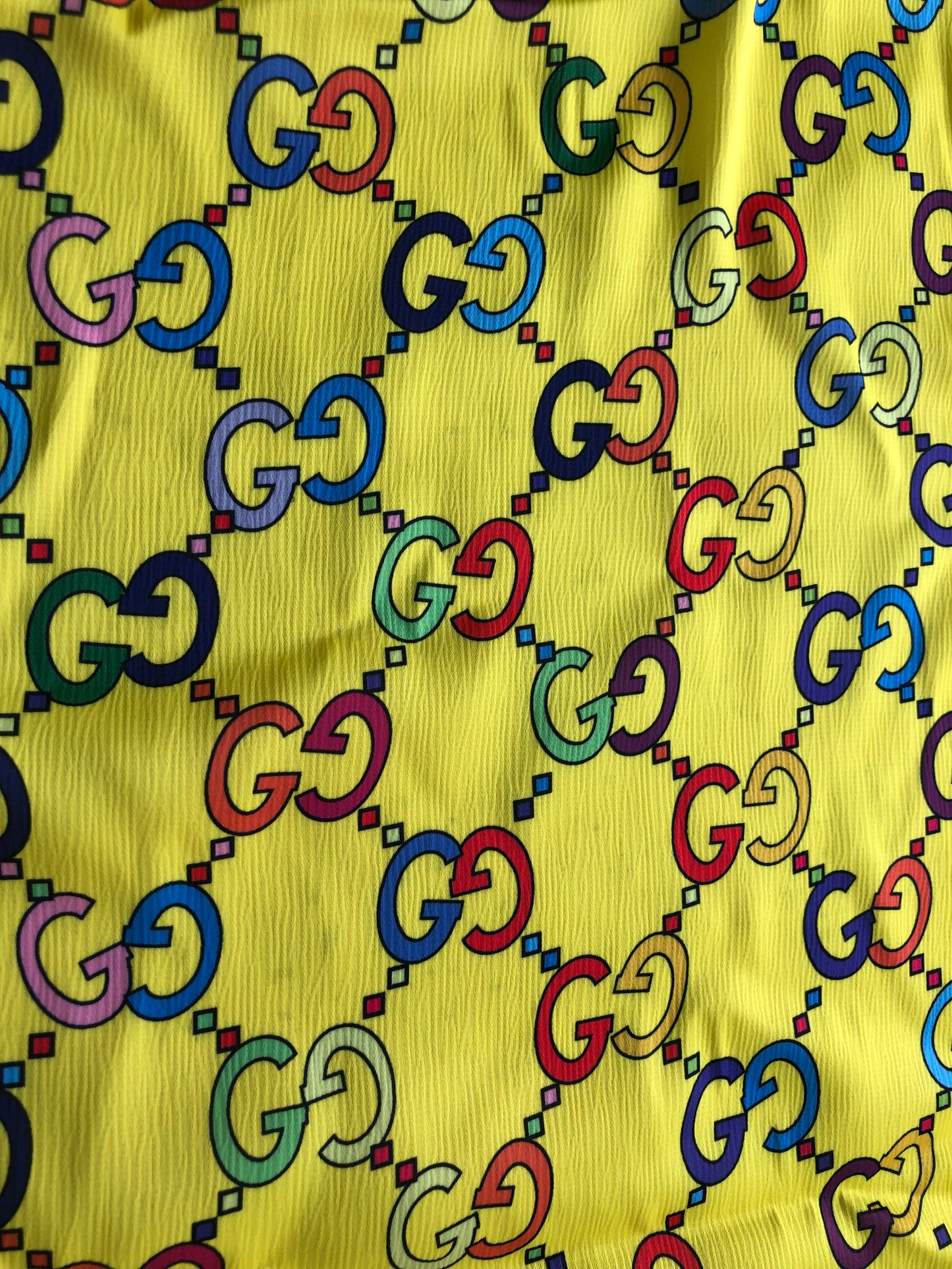 Handmade Bright Yellow Gucci Satin Fabric for Custom Clothing Blouse