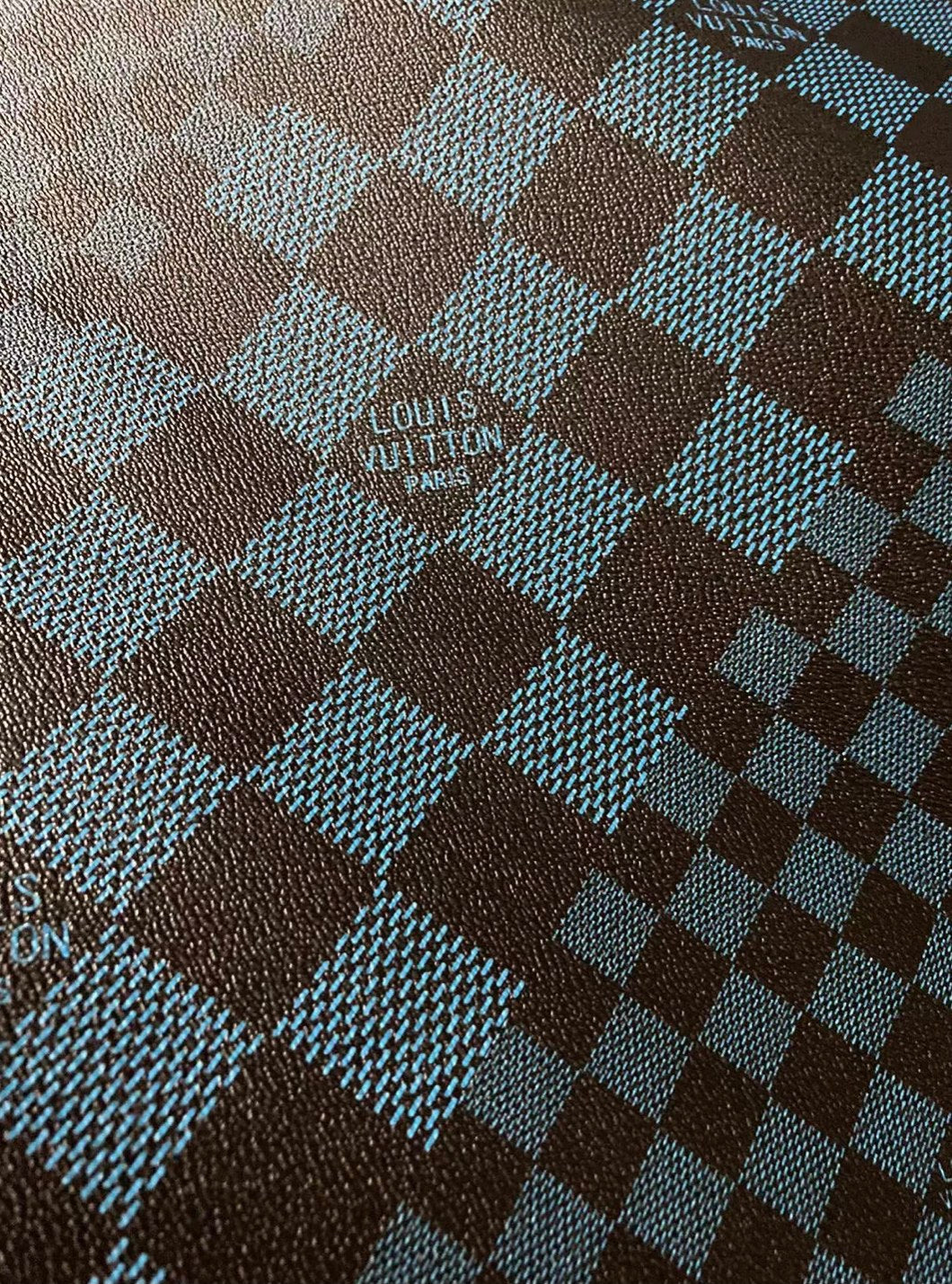 Premium Quality Mix Damier Check Lv Dark Blue Leather for custom