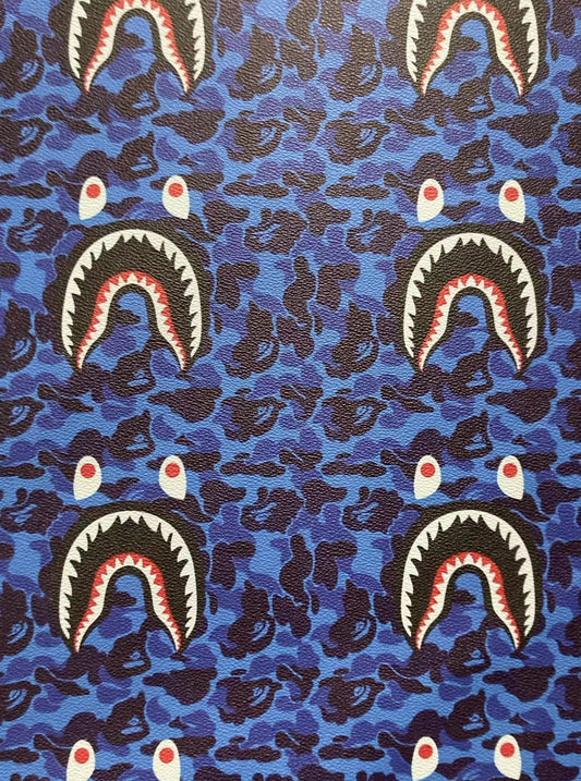Bape Fashion Shark Camo Custom Handmade Leather