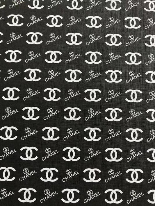 Black/White Chanel Leather Fabric For Shoes And Bag Custom