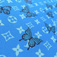 Blue Butterfyl Designer Custom LV Leather for Sneakers Crafts Upholstery