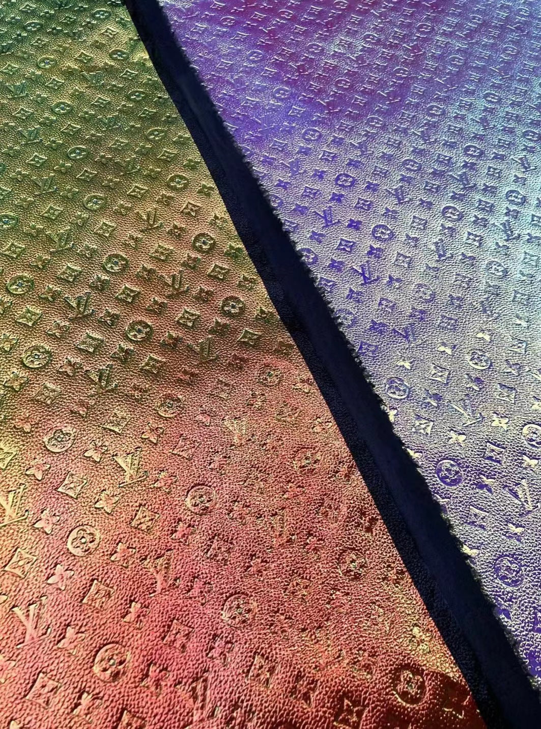 Beautiful Reflective LV Embossed leather for Custom Wallet Upholstery By The Yard