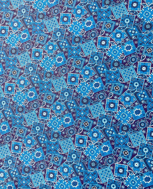 Blue Bandana Custom Designer Leather Material for Sneakers Upholstery