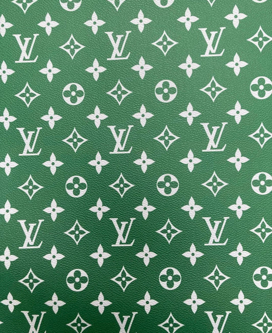 Vintage Green Custom Handmade Leather LV Fabric for Sneakers Upholstery