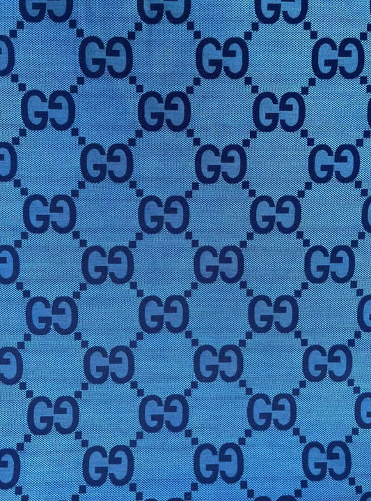 Sewing Cotton Fabric Blue Big Gucci GG Material for Custom Suit