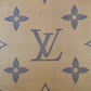 Brown Background LV Designer Vinyl Leather Sell By Yard