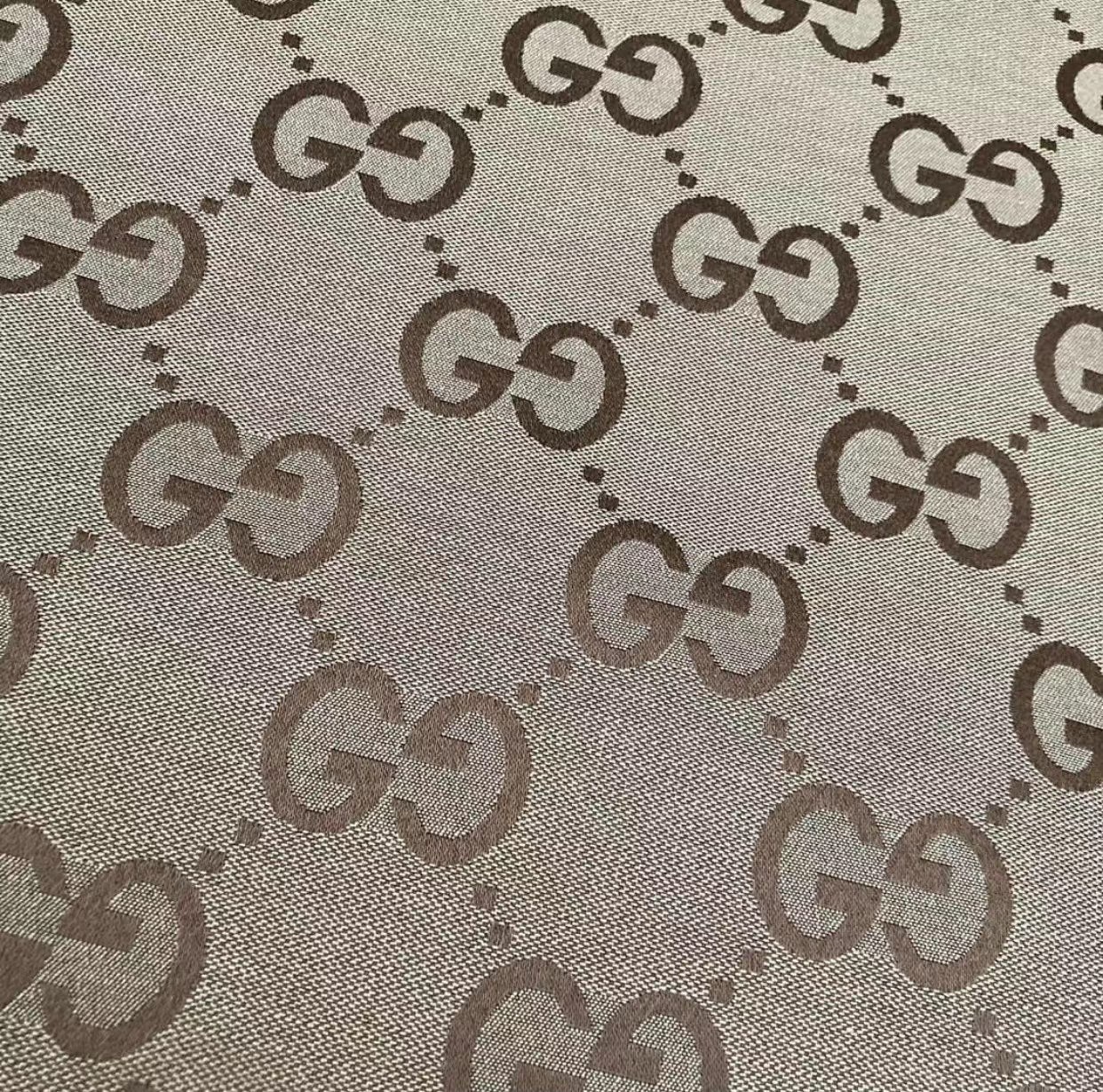 Big Letter Brown Gucci Cotton Fabric for Custom Clothing