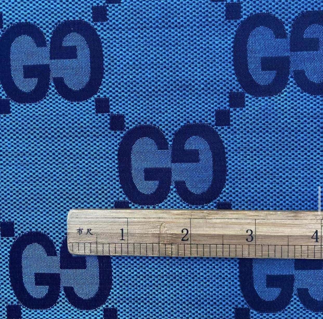 Sewing Cotton Fabric Blue Big Gucci GG Material for Custom Suit