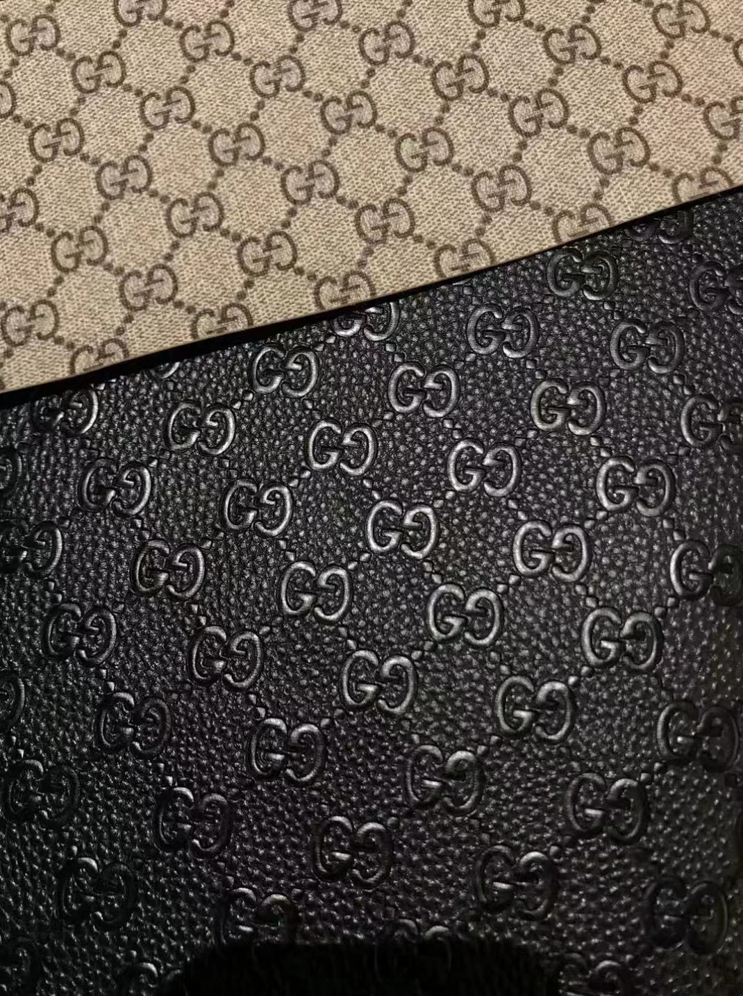 Black Embossed Gucci Leather Fabric