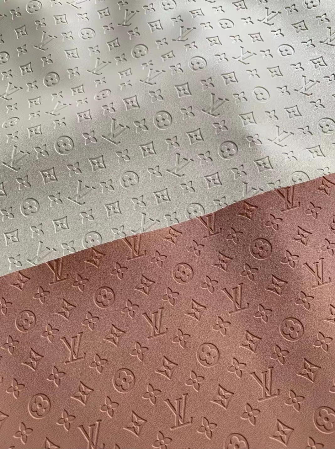 Small Letter White Embossed LV Sold by Yard