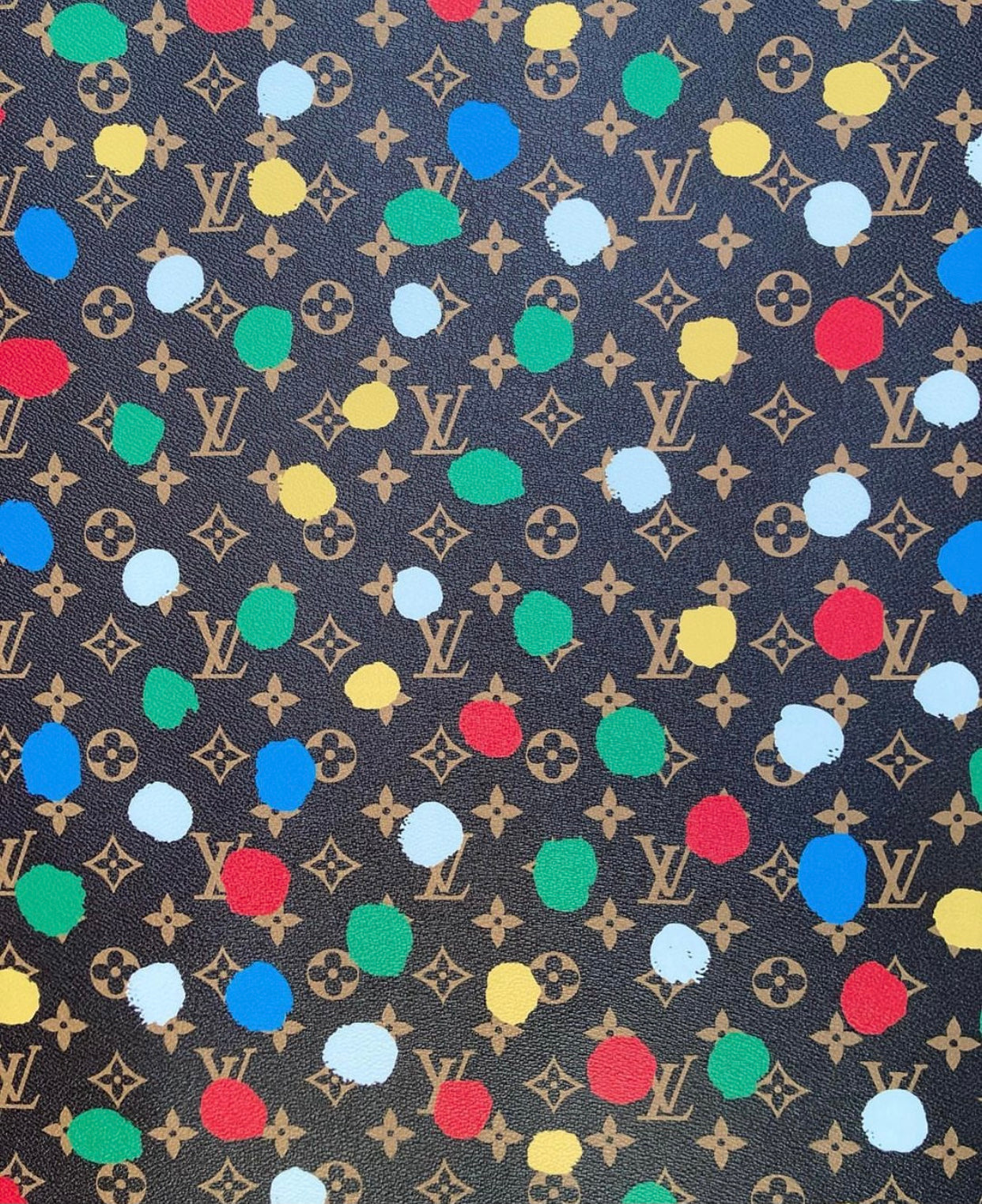 Colorful Dots LV Vinyl Leather for Custom Bag Sneakers
